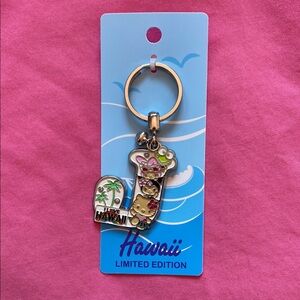 Hawaiian Hula Hello Kitty “J” Keychain on Silver w/ Kuromi My Melody Keroppi NEW